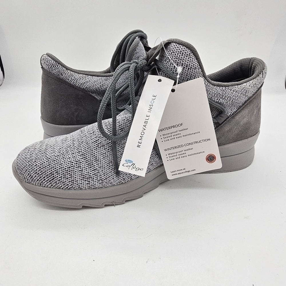 Aqua College Womens Shyla Sneakers Multi Knit Leather Lace Up Waterproof Grey 11 - Picture 5 of 14
